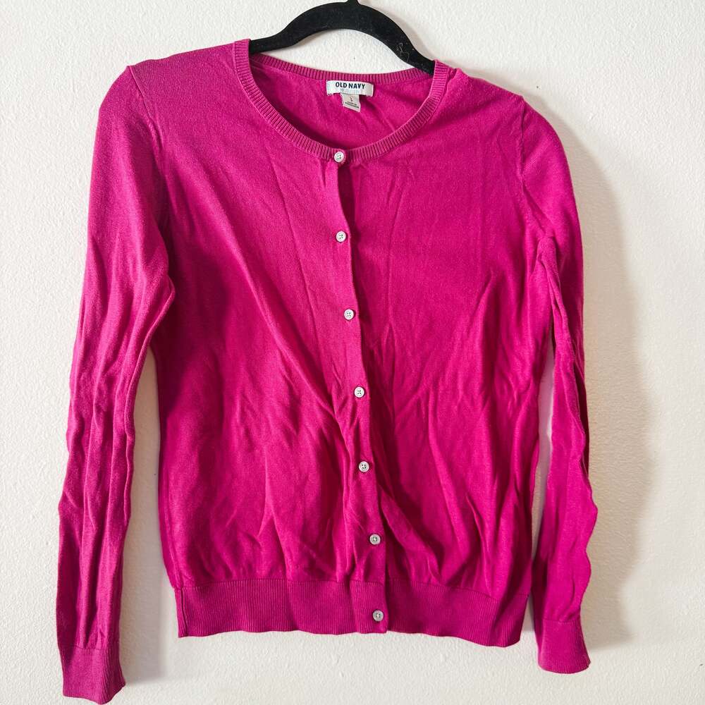 Vintage Y2K Old Navy pink fuchsia cardigan small button up cotton